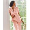 Ekouaer Silk Satin Pajamas Set Women Short Sleeve Sleepwear Soft Button Down Loungewear Pjs Set(Pink)