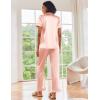 Ekouaer Silk Satin Pajamas Set Women Short Sleeve Sleepwear Soft Button Down Loungewear Pjs Set(Pink)