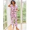 Ekouaer Silk Satin Pajamas Set Women Short Sleeve Sleepwear Soft Button Down Loungewear Pjs Set(Pink Leopard)
