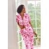 Ekouaer Silk Satin Pajamas Set Women Short Sleeve Sleepwear Soft Button Down Loungewear Pjs Set(Pink Lip Heart)