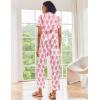 Ekouaer Silk Satin Pajamas Set Women Short Sleeve Sleepwear Soft Button Down Loungewear Pjs Set(Pink Monkey)