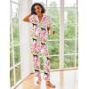 Ekouaer Silk Satin Pajamas Set Women Short Sleeve Sleepwear Soft Button Down Loungewear Pjs Set(Pink Swan)