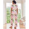 Ekouaer Silk Satin Pajamas Set Women Short Sleeve Sleepwear Soft Button Down Loungewear Pjs Set(Pink Swan)
