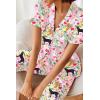 Ekouaer Silk Satin Pajamas Set Women Short Sleeve Sleepwear Soft Button Down Loungewear Pjs Set(Pink Swan)