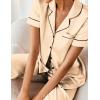 Ekouaer Silk Satin Pajamas Set Women Short Sleeve Sleepwear Soft Button Down Loungewear Pjs Set(Porcini)