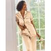 Ekouaer Silk Satin Pajamas Set Women Short Sleeve Sleepwear Soft Button Down Loungewear Pjs Set(Porcini)