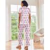 Ekouaer Silk Satin Pajamas Set Women Short Sleeve Sleepwear Soft Button Down Loungewear Pjs Set(Purple Monkey)