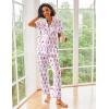 Ekouaer Silk Satin Pajamas Set Women Short Sleeve Sleepwear Soft Button Down Loungewear Pjs Set(Purple Monkey)