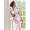 Ekouaer Silk Satin Pajamas Set Women Short Sleeve Sleepwear Soft Button Down Loungewear Pjs Set(Purple Monkey)