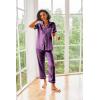 Ekouaer Silk Satin Pajamas Set Women Short Sleeve Sleepwear Soft Button Down Loungewear Pjs Set(Purple Wine)