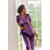 Ekouaer Silk Satin Pajamas Set Women Short Sleeve Sleepwear Soft Button Down Loungewear Pjs Set(Purple Wine)