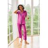 Ekouaer Silk Satin Pajamas Set Women Short Sleeve Sleepwear Soft Button Down Loungewear Pjs Set(Rose Red)