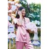 Ekouaer Silk Satin Pajamas Set Women Short Sleeve Sleepwear Soft Button Down Loungewear Pjs Set(Saltwater Blue)