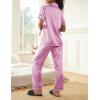 Ekouaer Silk Satin Pajamas Set Women Short Sleeve Sleepwear Soft Button Down Loungewear Pjs Set(Saltwater Blue)