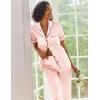 Ekouaer Silk Satin Pajamas Set Women Short Sleeve Sleepwear Soft Button Down Loungewear Pjs Set(Veiled Rose)