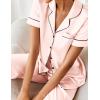 Ekouaer Silk Satin Pajamas Set Women Short Sleeve Sleepwear Soft Button Down Loungewear Pjs Set(Veiled Rose)