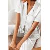 Ekouaer Silk Satin Pajamas Set Women Short Sleeve Sleepwear Soft Button Down Loungewear Pjs Set(White)