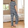 Ekouaer Women Pajamas Set Button Down Sleepwear Short Sleeve Nightwear with Long Pants Soft Pjs Set S-XXL(B_black Plaid)
