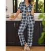 Ekouaer Women Pajamas Set Button Down Sleepwear Short Sleeve Nightwear with Long Pants Soft Pjs Set S-XXL(B_black Plaid)