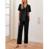 Ekouaer Women Pajamas Set Button Down Sleepwear Short Sleeve Nightwear with Long Pants Soft Pjs Set S-XXL(Black)