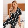 Ekouaer Women Pajamas Set Button Down Sleepwear Short Sleeve Nightwear with Long Pants Soft Pjs Set S-XXL(Black Leopard)