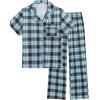Ekouaer Women Pajamas Set Button Down Sleepwear Short Sleeve Nightwear with Long Pants Soft Pjs Set S-XXL(Blue Black Plaid)