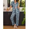 Ekouaer Women Pajamas Set Button Down Sleepwear Short Sleeve Nightwear with Long Pants Soft Pjs Set S-XXL(Blue Black Plaid)