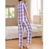 Ekouaer Women Pajamas Set Button Down Sleepwear Short Sleeve Nightwear with Long Pants Soft Pjs Set S-XXL(Blue Plaid)
