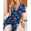 Ekouaer Women Pajamas Set Button Down Sleepwear Short Sleeve Nightwear with Long Pants Soft Pjs Set S-XXL(Blue Zebra)
