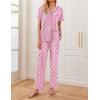 Ekouaer Women Pajamas Set Button Down Sleepwear Short Sleeve Nightwear with Long Pants Soft Pjs Set S-XXL(Clouds)