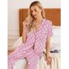 Ekouaer Women Pajamas Set Button Down Sleepwear Short Sleeve Nightwear with Long Pants Soft Pjs Set S-XXL(Clouds)