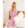 Ekouaer Women Pajamas Set Button Down Sleepwear Short Sleeve Nightwear with Long Pants Soft Pjs Set S-XXL(Clouds)