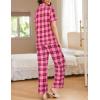 Ekouaer Women Pajamas Set Button Down Sleepwear Short Sleeve Nightwear with Long Pants Soft Pjs Set S-XXL(Hot Pink Plaid)