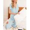 Ekouaer Women Pajamas Set Button Down Sleepwear Short Sleeve Nightwear with Long Pants Soft Pjs Set S-XXL(Ice Blue)