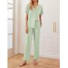 Ekouaer Women Pajamas Set Button Down Sleepwear Short Sleeve Nightwear with Long Pants Soft Pjs Set S-XXL(Ice Green)