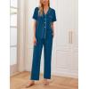 Ekouaer Women Pajamas Set Button Down Sleepwear Short Sleeve Nightwear with Long Pants Soft Pjs Set S-XXL(Indigo)