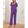 Ekouaer Women Pajamas Set Button Down Sleepwear Short Sleeve Nightwear with Long Pants Soft Pjs Set S-XXL(Lavender)