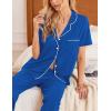 Ekouaer Women Pajamas Set Button Down Sleepwear Short Sleeve Nightwear with Long Pants Soft Pjs Set S-XXL(Light Blue)