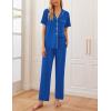 Ekouaer Women Pajamas Set Button Down Sleepwear Short Sleeve Nightwear with Long Pants Soft Pjs Set S-XXL(Light Blue)