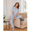 Ekouaer Women Pajamas Set Button Down Sleepwear Short Sleeve Nightwear with Long Pants Soft Pjs Set S-XXL(Light Blue Stars)