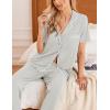 Ekouaer Women Pajamas Set Button Down Sleepwear Short Sleeve Nightwear with Long Pants Soft Pjs Set S-XXL(Light Grey)