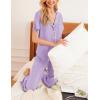 Ekouaer Women Pajamas Set Button Down Sleepwear Short Sleeve Nightwear with Long Pants Soft Pjs Set S-XXL(Light Purple)
