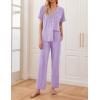 Ekouaer Women Pajamas Set Button Down Sleepwear Short Sleeve Nightwear with Long Pants Soft Pjs Set S-XXL(Light Purple)