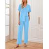 Ekouaer Women Pajamas Set Button Down Sleepwear Short Sleeve Nightwear with Long Pants Soft Pjs Set S-XXL(Light Sky Blue)