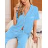 Ekouaer Women Pajamas Set Button Down Sleepwear Short Sleeve Nightwear with Long Pants Soft Pjs Set S-XXL(Light Sky Blue)