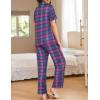 Ekouaer Women Pajamas Set Button Down Sleepwear Short Sleeve Nightwear with Long Pants Soft Pjs Set S-XXL(Magenta Plaid)