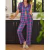 Ekouaer Women Pajamas Set Button Down Sleepwear Short Sleeve Nightwear with Long Pants Soft Pjs Set S-XXL(Magenta Plaid)