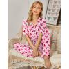 Ekouaer Women Pajamas Set Button Down Sleepwear Short Sleeve Nightwear with Long Pants Soft Pjs Set S-XXL(Pink Heart Ax86)