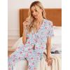 Ekouaer Women Pajamas Set Button Down Sleepwear Short Sleeve Nightwear with Long Pants Soft Pjs Set S-XXL(Pink Leopard)