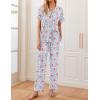 Ekouaer Women Pajamas Set Button Down Sleepwear Short Sleeve Nightwear with Long Pants Soft Pjs Set S-XXL(Pink Leopard)